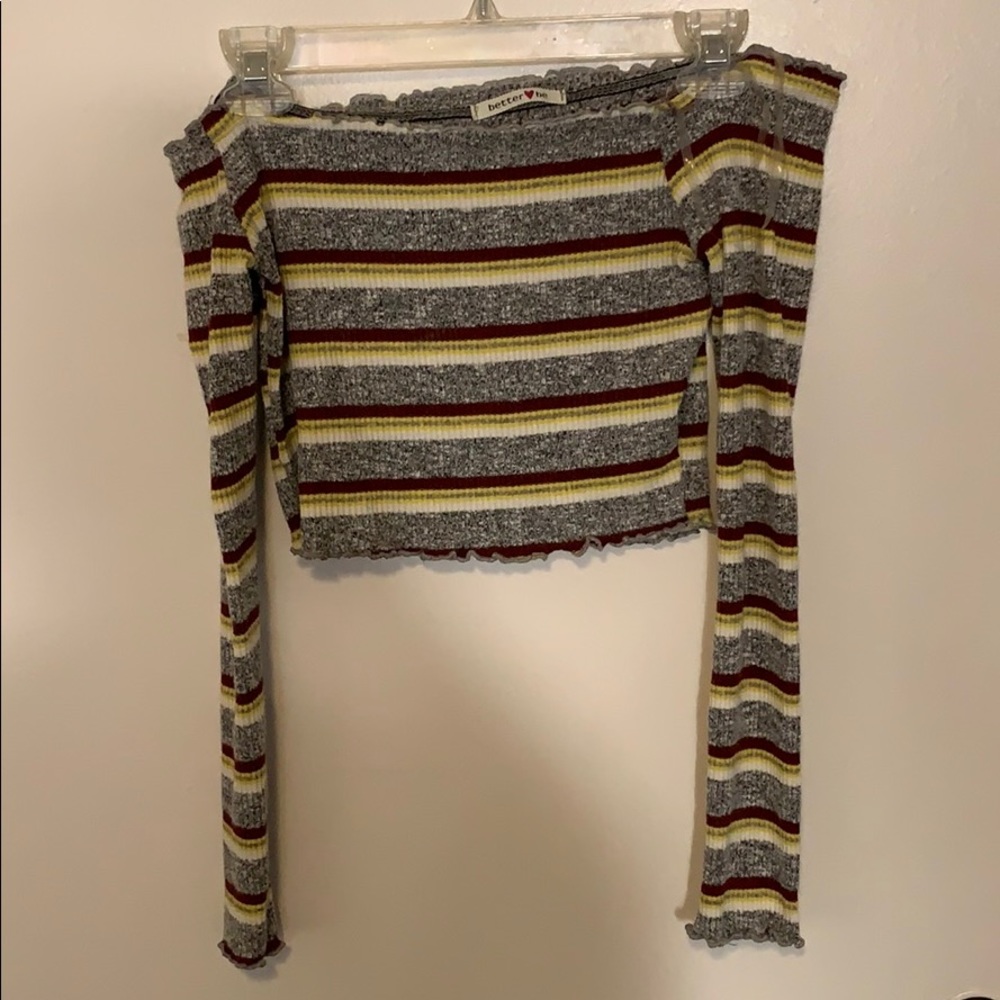 Better be off the shoulder striped crop tee